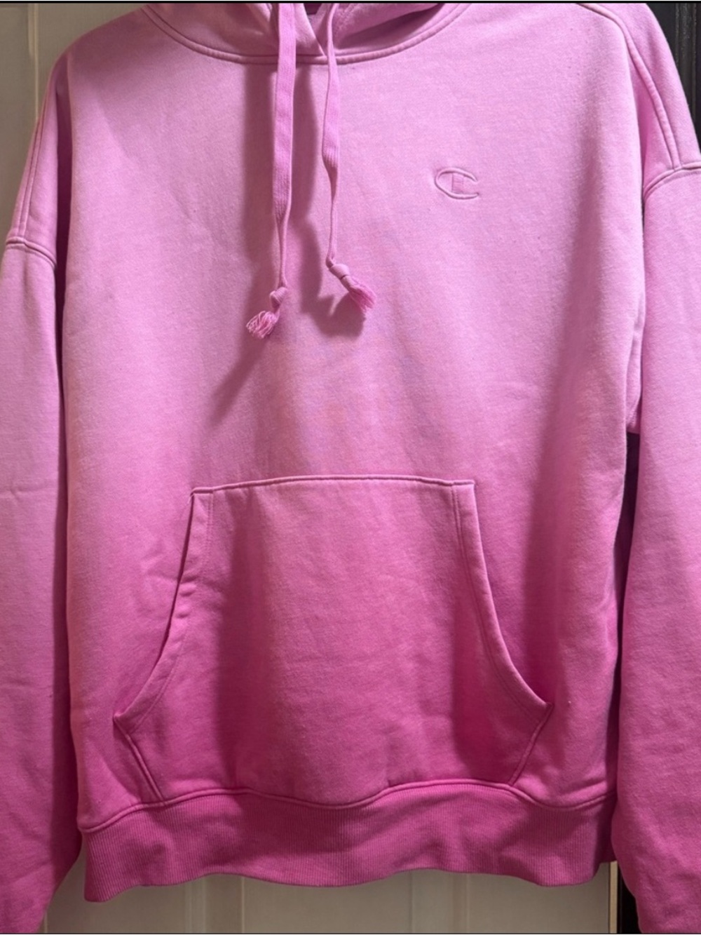 Champion Pink Hooded Sweatshirt with Logo Patch